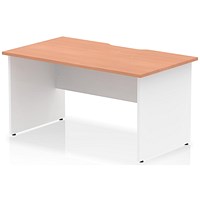 Impulse 1400mm Two-Tone Scalloped Edge Rectangular Desk, White Panel End Legs, Beech