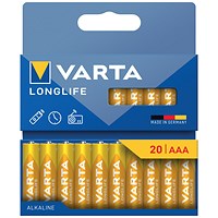 Varta Longlife AAA 1.5V Alkaline Batteries, Pack of 20