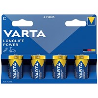 Varta Longlife Power C 1.5V Alkaline Batteries, Pack of 4