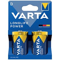 Varta Longlife Power D 1.5V Alkaline Batteries, Pack of 2