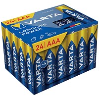 Varta Longlife Power AAA 1.5V Alkaline Batteries, Pack of 24