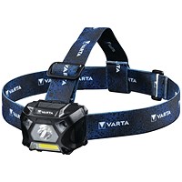 Varta Work Flex Motion Sensor H20 Head Torch with 3x AA Batteries, 150 Lumens Blue/Black