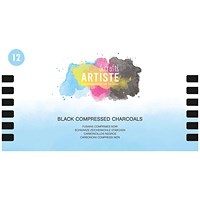 Artiste Compressed Charcoals, Black, Pack of 12