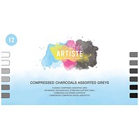 Artiste Compressed Charcoals, Assorted Greys, Pack of 12