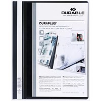 Durable DuraPlus A4+ Project Folder Document Report File, Black, Pack of 25