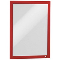 Durable Duraframe Self Adhesive Magnetic Signage Frame, A4, Red, Pack of 10