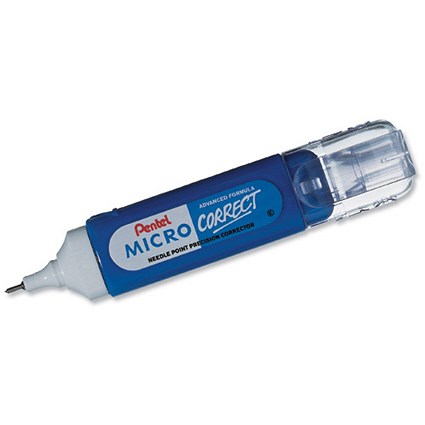 Pentel Micro Correct Correction Fluid Pen Needle Point Precision Tip 12ml Fine