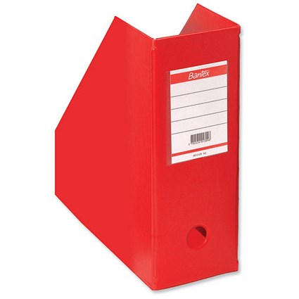 Bantex Concept Magazine Rack File Plastic Jumbo 110mm Red A4 [Pack 5]