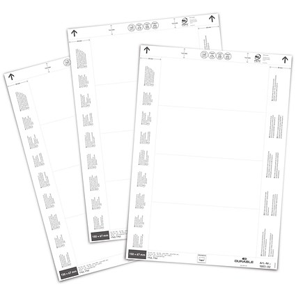 Durable Printable Insert Sheets for Ticket Holders, 150 x 67 mm, 80 Labels