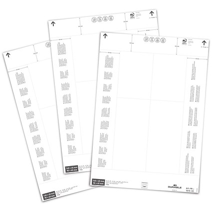 Durable PrinTable Ticket Insert Sheets for Pallet Feet, 140/90 x 65mm, Pack of 80