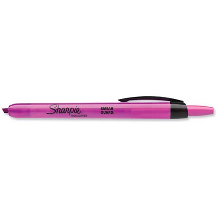 Sharpie Highlighter Retractable with Pocket-clip Chisel Tip Pink [Pack 12]