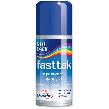 Bostik Blu-Tack Fast Tak Adhesive Spray Can Repositionable 150ml [Pack 6]