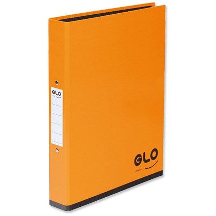 GLO Ring Binders / 2 O-Ring / 40mm Spine / 25mm Capacity / A4 / Orange / Pack of 3