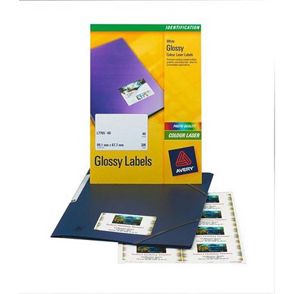 Avery Glossy Laser Printer Labels / 1 Per Sheet / 295x209mm / L7767-40 / 40 Labels