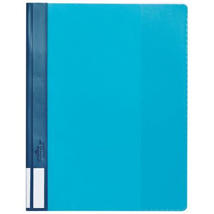 Durable Duralux Clear View Folders with Label Holder / Plastic / Extra Wide / A4 / Blue / Pack of 25