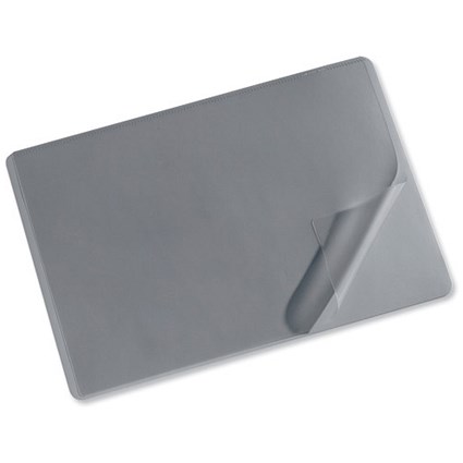 Durable Desk Mat with Transparent Overlay W650xD520mm Grey