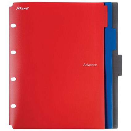 Rexel Advance 2 Pocket Binder Dividers / A4 / Assorted / Pack of 3