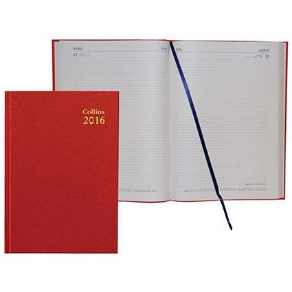 Collins 2016 Desk Diary Day to Page Current and Forward Year Planners W210xH297mm A4 Red