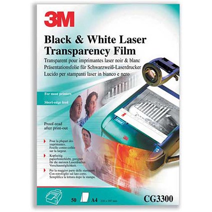 3M OHP Film Laser Printer Black and White Unbacked [Pack 50]