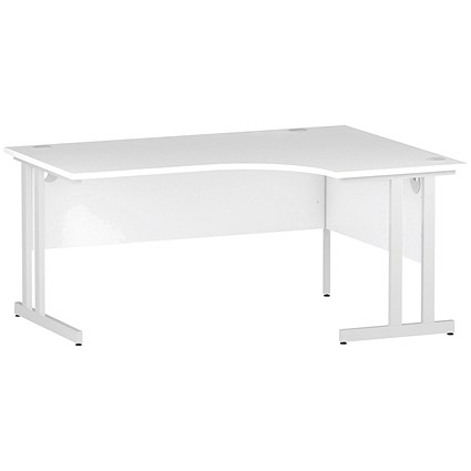 Trexus 1600mm Corner Desk Right Hand White Legs White Paperstone