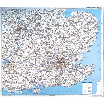 Map Marketing Primary Routes 100 Miles Around London Map Unframed 5 Miles/inch W1050x900mm