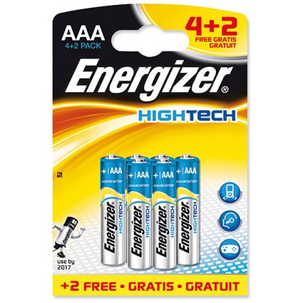 Energizer High-tech Battery - Alkaline - LR03 1.5V AAA - Get 6 batteries for the price of 4