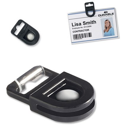 Durable Card Fix Clip for ID Security Passes Business Cards Black [Pack 50]