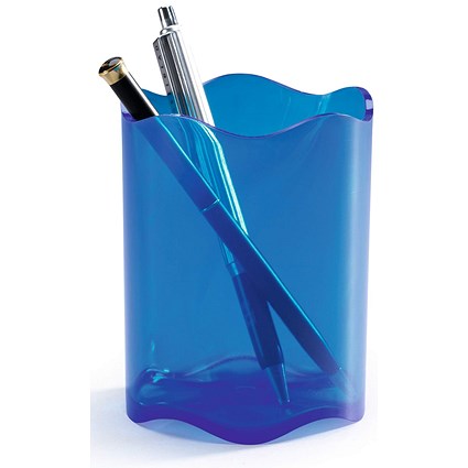 Durable Trend Pen Pot Pencil Holder Desk Tidy Organizer Cup, Clear Blue