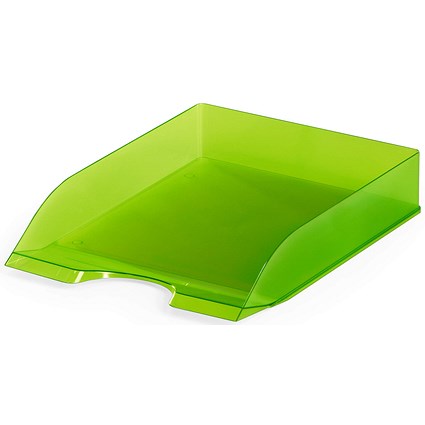 Durable Translucent Stackable Letter Tray Document Paper File, A4+, Clear Green