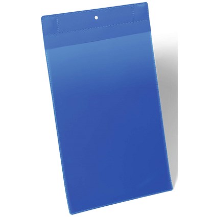 Durable Neodym Magnetic Ticket Label Holder Document Pockets, A4, Blue, Pack of 10