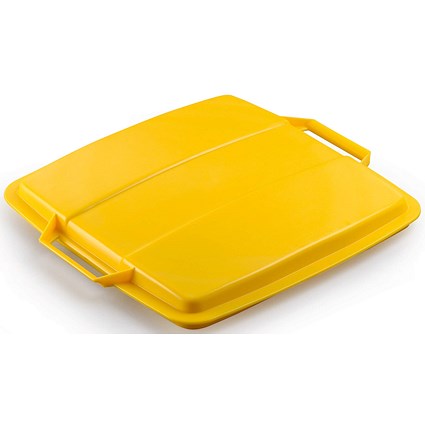 Durable Durabin Square Recycling Bin Lid, Food & Freezer Safe, 90 Litre, Yellow