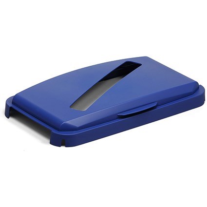 Durable Durabin Hinged Bin Lid with Slot Cut-Out For Easy Recycling, 60 Litre, Blue