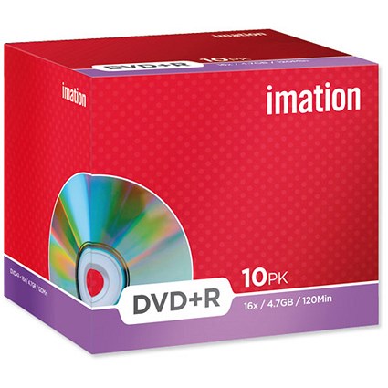 Imation DVD+R Recordable Disk Write-once Cased 16x Speed 120min 4.7GB [Pack 10]