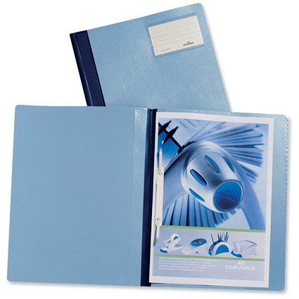 Durable Management Flat File Plastic Clear Front A4 Blue [Pack 25]