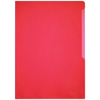 Durable A4 Clear Plastic Cut Flush Document Wallet Folders, Red, Pack of 100