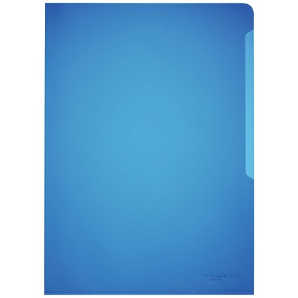 Durable A4 Clear Plastic Cut Flush Document Wallet Folders, Blue, Pack of 100