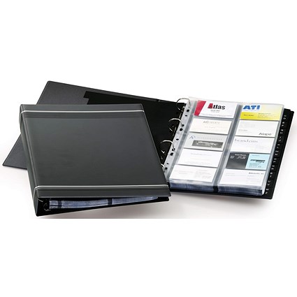 Durable Visifix 400 Business Card Ring Binder Album, A-Z Index, A4 Charcoal