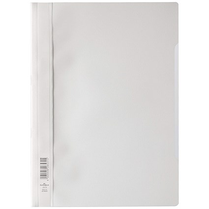 Durable A4 Clear View Project Folder Document Report File, White, Pack of 25