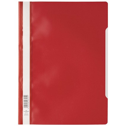 Durable A4 Clear View Folder, Red, Pack of 25