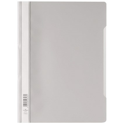 Durable A4 Clear View Project Folder Document Report File, Grey, Pack of 25