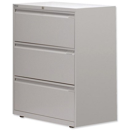 Bisley Side Filing Cabinet / 3-Drawer / Goose Grey