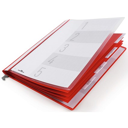 Durable A4 Personnel Document Report File with Suspension Rail Retail Pack, Red