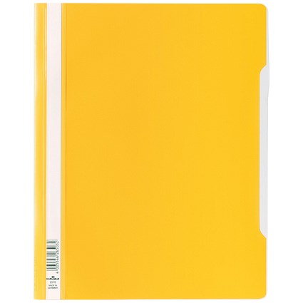 Durable A4+ Clear View Folder, Yellow, Pack of 50