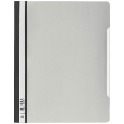 Durable A4+ Clear View Folder, Grey, Pack of 50