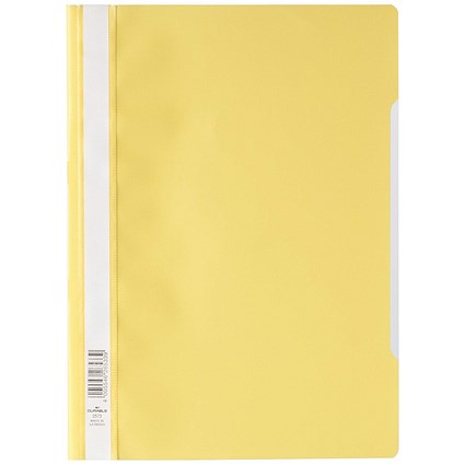 Durable A4 Clear View Folder, Yellow, Pack of 50