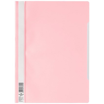 Durable A4 Clear View Folder, Pink, Pack of 50