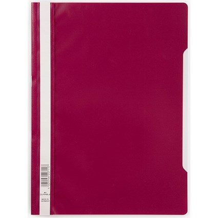 Durable A4 Clear View Folder, Crimson, Pack of 50