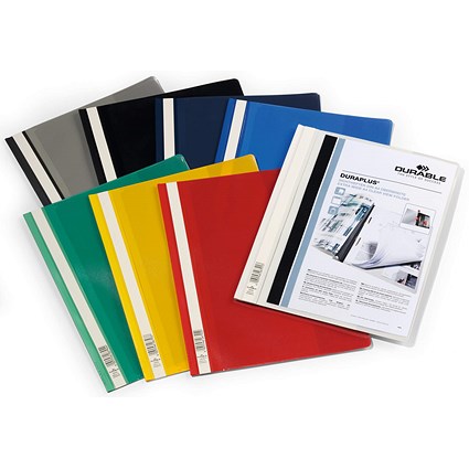 Durable DuraPlus A4+ Project Folder Document Report File, Assorted, Pack of 25