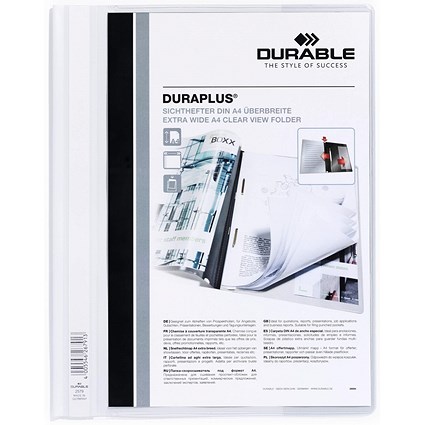 Durable DuraPlus A4+ Project Folder Document Report File, White, Pack of 25