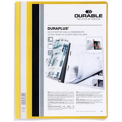 Durable DuraPlus A4+ Project Folder Document Report File, Yellow, Pack of 25